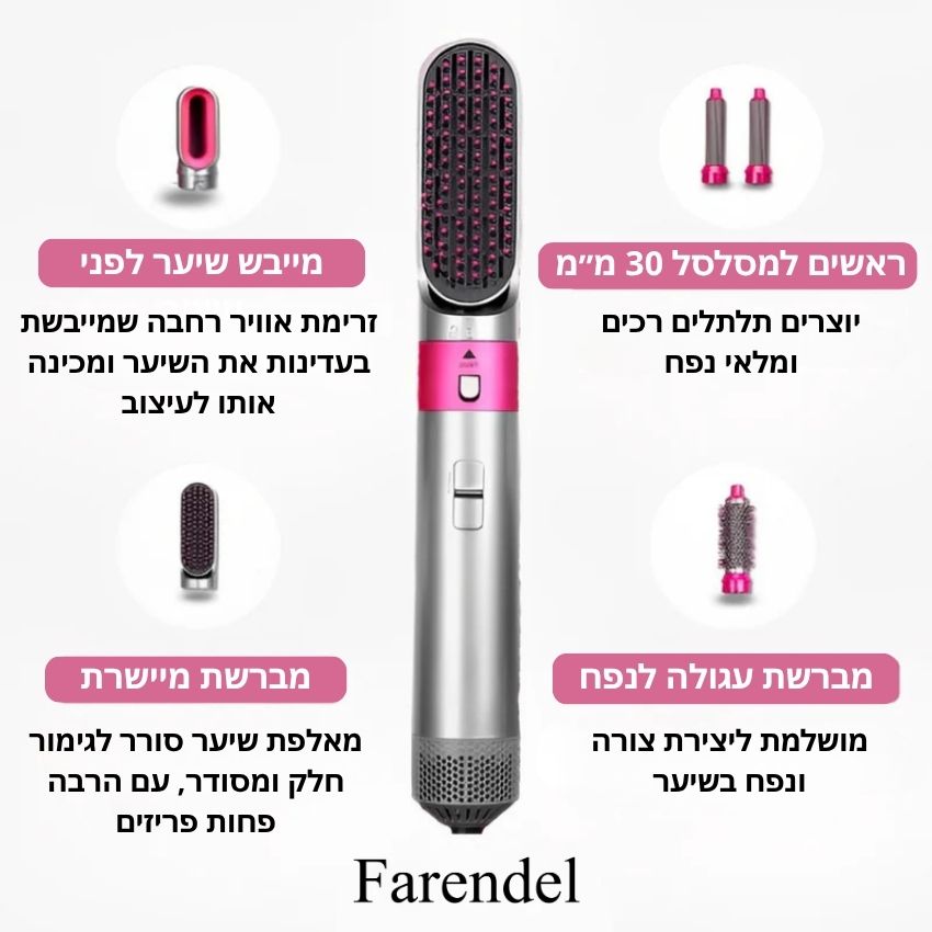 AirStyler – ערכת עיצוב שיער 5 ב־1 (כולל מתנה)